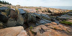 Acadia National Park, black intrusive igneous rock at Schoodic Point
