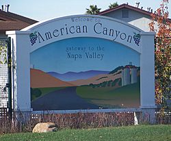 "Welcome to American Canyon; The Gateway to the Napa Valley" sign