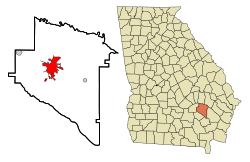 Location in Appling County and the state of Georgia