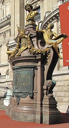 Charles Garnier monument at the Palais Garnier - detail from Opéra rampe nord