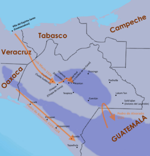 Chiapas conquest routes 1523 to 1525