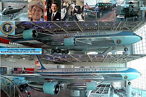 Collage of the Air Force One Pavillion at the Ronald Reagan Presidential Library