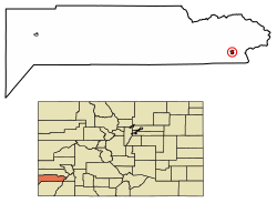 Location of Rico in Dolores County, Colorado.
