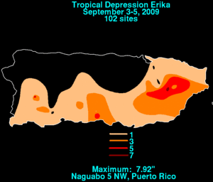 Erika 2009 rainfall