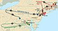 Flight paths of hijacked planes-September 11 attacks