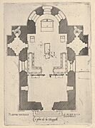 Floorplan, Facade and Cross Section of one of the Chapels at Chateau d'Anet, from "Les plus excellents bastiments de France" MET DP834456