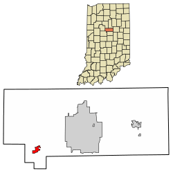 Location of Russiaville in Howard County, Indiana.