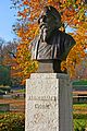 Hungary, Balatonfüred, Rabindranath promenade in autumn - Tagore statue