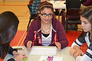 Little Wound School students holding a roundtable discussion (23730609223)