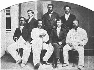 Lunalilo seated with Kalakaua and others