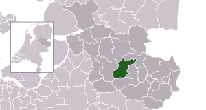 Highlighted position of Hellendoorn in a municipal map of Overijssel