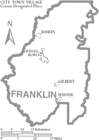 Map of Franklin Parish Louisiana With Municipal Labels