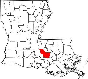 Map of Louisiana highlighting Iberville Parish