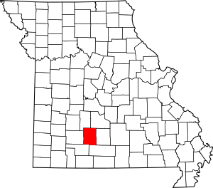 Map of Missouri highlighting Webster County