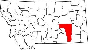Map of Montana highlighting Rosebud County