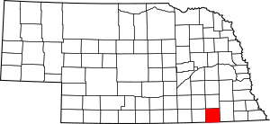 Map of Nebraska highlighting Jefferson County