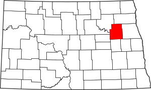 Map of North Dakota highlighting Nelson County