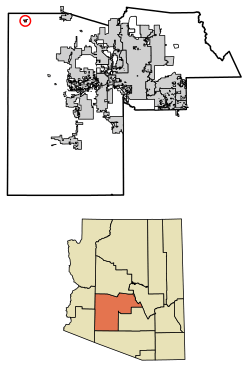 Location of Aguila in Maricopa County, Arizona.