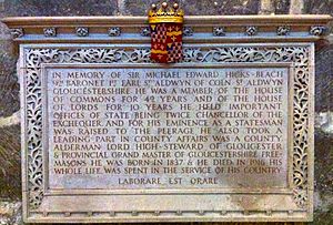 Memorial to Michael Edward Hicks Beach in Gloucester Cathedral