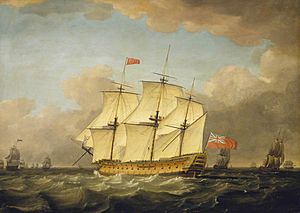 Monamy Swaine (c.1750-c.1800) - The 'Victory' Leaving the Channel in 1793 - BHC3696 - Royal Museums Greenwich