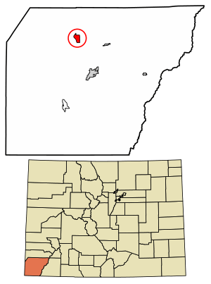 Location of the Lewis CDP in Montezuma County, Colorado.