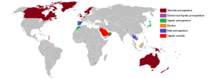Order of succession (Primogeniture) in the monarchies of the World