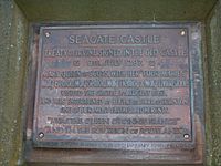 Placque at Seagate Castle, Irvine