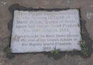 Plaque marking the landing point of Mary Queen of Scots, the Shore, Leith