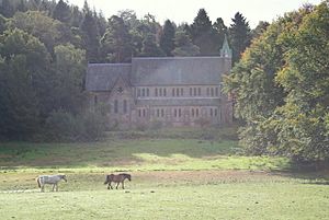 Ponies by St Margaret's Church, Aberlour - geograph.org.uk - 1504695.jpg