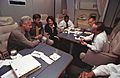 President Clinton meeting with advisers on Air Force One