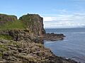Robert the Bruce's Castle on top of cliff with Kintyre and Islay on the horizon. - geograph.org.uk - 867346