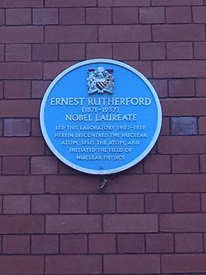 Sir Ernest Rutherford - Plaque at the University of Manchester
