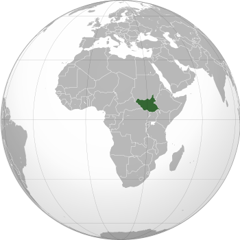 Location of South Sudan