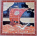 Spanish galleon replica mural, comparable to installation at the Serra Retreat, Malibu, CA