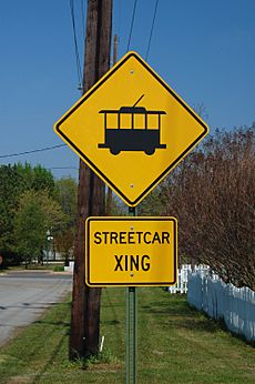Streetcar crossing sign - Fort Smith, Arkansas (2008)