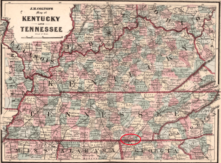 TennesseeMapChattanoogaCircled