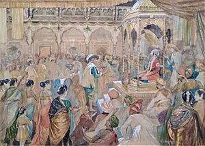 The Coronation Durbar with over 100 characters depicted in attendance