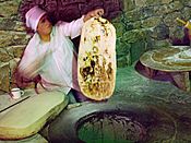 Traditional lavash bread making