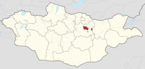 Ulaanbaatar highlighted in Mongolia