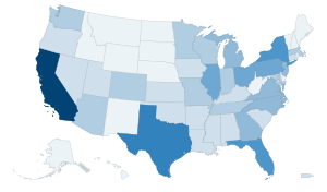 United States Map of Population by State (2015)