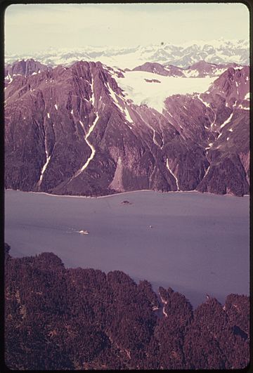VIEW WEST ACROSS VALDEZ NARROWS TO ANDERSON GLACIER AND THE CHUGACH MOUNTAINS, ABOUT 11 MILES FROM THE NEW TANKER... - NARA - 555709.jpg