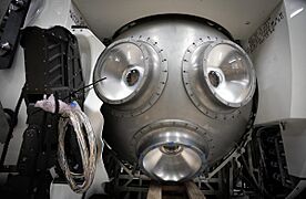 View on Limiting Factor´s titanium sphere and the robotic arm