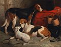 William Barraud - A Couple of Foxhounds with a Terrier, the property of Lord Henry Bentinck - Google Art Project
