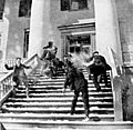 "Snowballing" (snowball fight on the steps of the Florida Capitol, February 10 1899)
