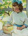 'Young Girl with Fish Bowl' by Mabel May Woodward