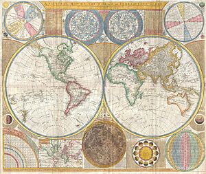 1794 Samuel Dunn Wall Map of the World in Hemispheres - Geographicus - World2-dunn-1794
