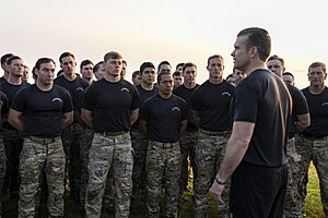 250606-D-PM193-1098 SecDef Pete Hegseth Participates in Troop PT on Omaha Beach, Meets with UK and French Counterparts, Delivers Remarks at D-Day Ceremonies