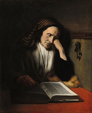 An Old Woman Dozing over a Book A25381