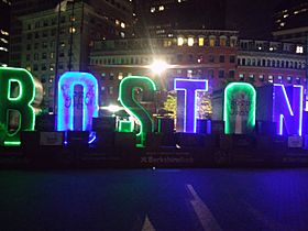 Boston GreenFest lights at Boston City Hall Plaza