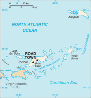 Map showing Road Town within the BVI